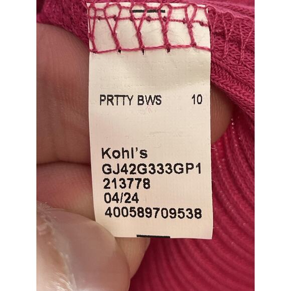 Jumping Beans Dress Girls 10 Pink Pretty Bows Short Sleeve Skater Ribbed - Picture 8 of 10